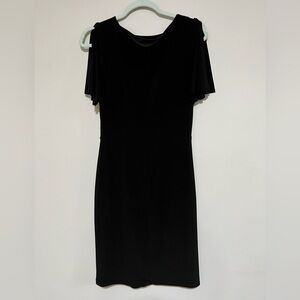 Lauren Ralph Lauren Modest Flutter Sleeve Knee Length Black Dress Size 6